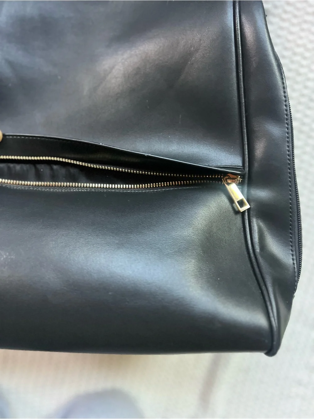 Mia + Sophia Black Faux Leather Diaper Bag Classic Minimalist Cute Baby Chic Bag